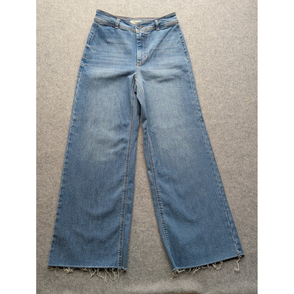 OAT New York Jeans Womens 8/29 High Rise Wide Leg Raw Hem Blue Denim 29x30